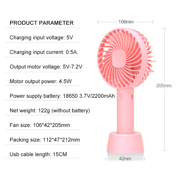 Mini Fan ,Usb Rechargeable, Portable Hand Held